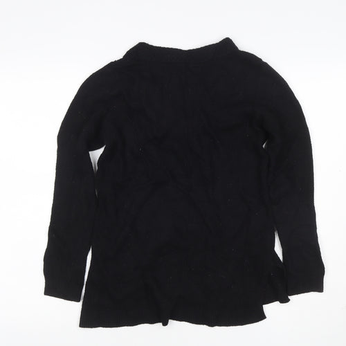 Tommy Hilfiger Women Black S Cable Knit V-Neck Wool Blend Jumper