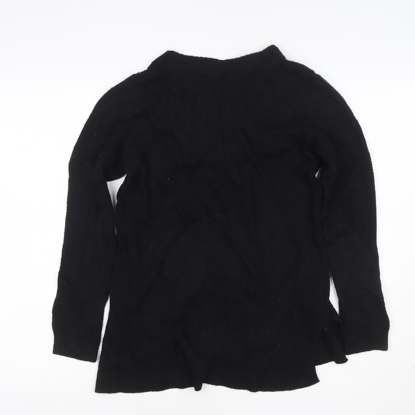 Tommy Hilfiger Women Black S Cable Knit V-Neck Wool Blend Jumper