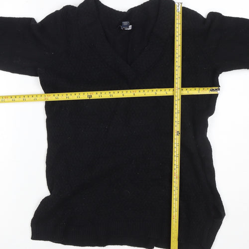 Tommy Hilfiger Women Black S Cable Knit V-Neck Wool Blend Jumper