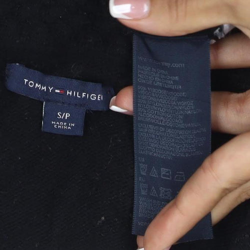 Tommy Hilfiger Women Black S Cable Knit V-Neck Wool Blend Jumper