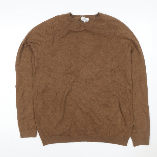 Next Men’s Brown L Crew Neck Cotton Blend Knit Pullover Jumper