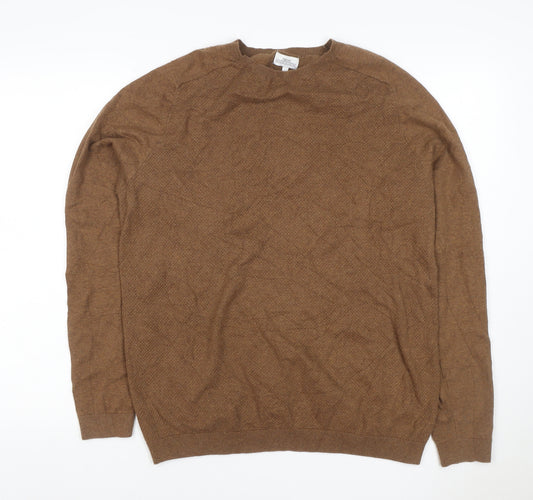 Next Men’s Brown L Crew Neck Cotton Blend Knit Pullover Jumper