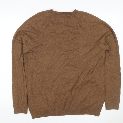 Next Men’s Brown L Crew Neck Cotton Blend Knit Pullover Jumper