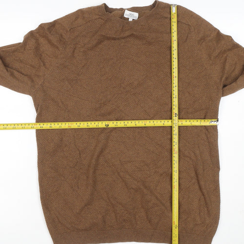 Next Men’s Brown L Crew Neck Cotton Blend Knit Pullover Jumper
