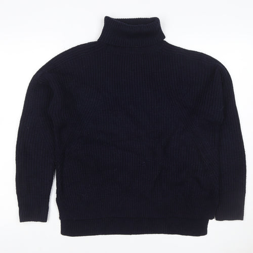 Topshop Women’s Navy Blue UK 8 Chunky Knit Roll Neck Pullover Jumper