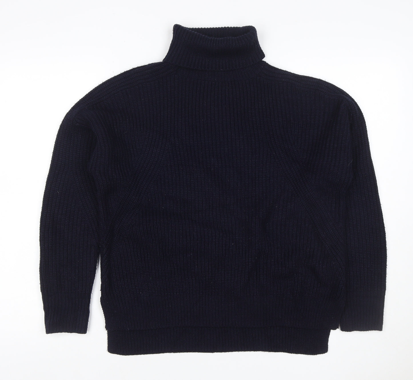 Topshop Women’s Navy Blue UK 8 Chunky Knit Roll Neck Pullover Jumper