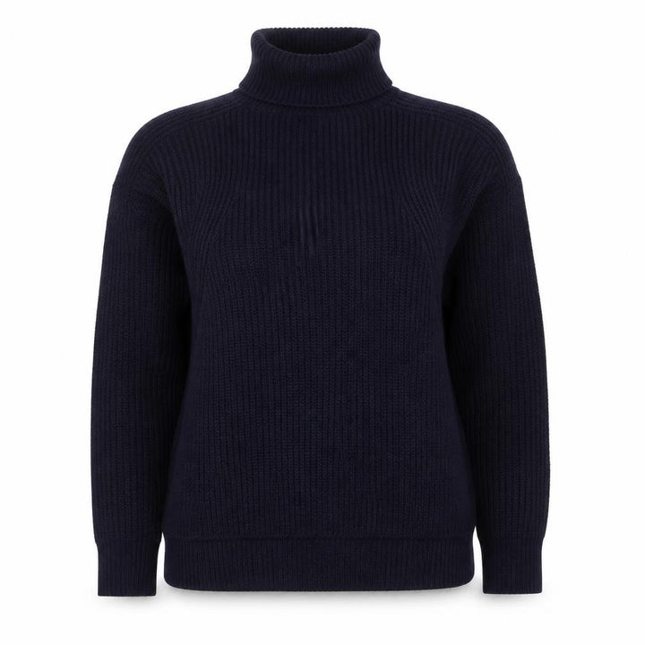 Topshop Women’s Navy Blue UK 8 Chunky Knit Roll Neck Pullover Jumper
