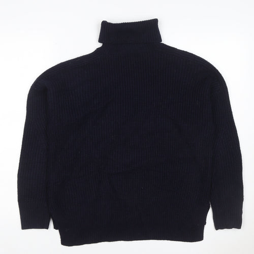 Topshop Women’s Navy Blue UK 8 Chunky Knit Roll Neck Pullover Jumper