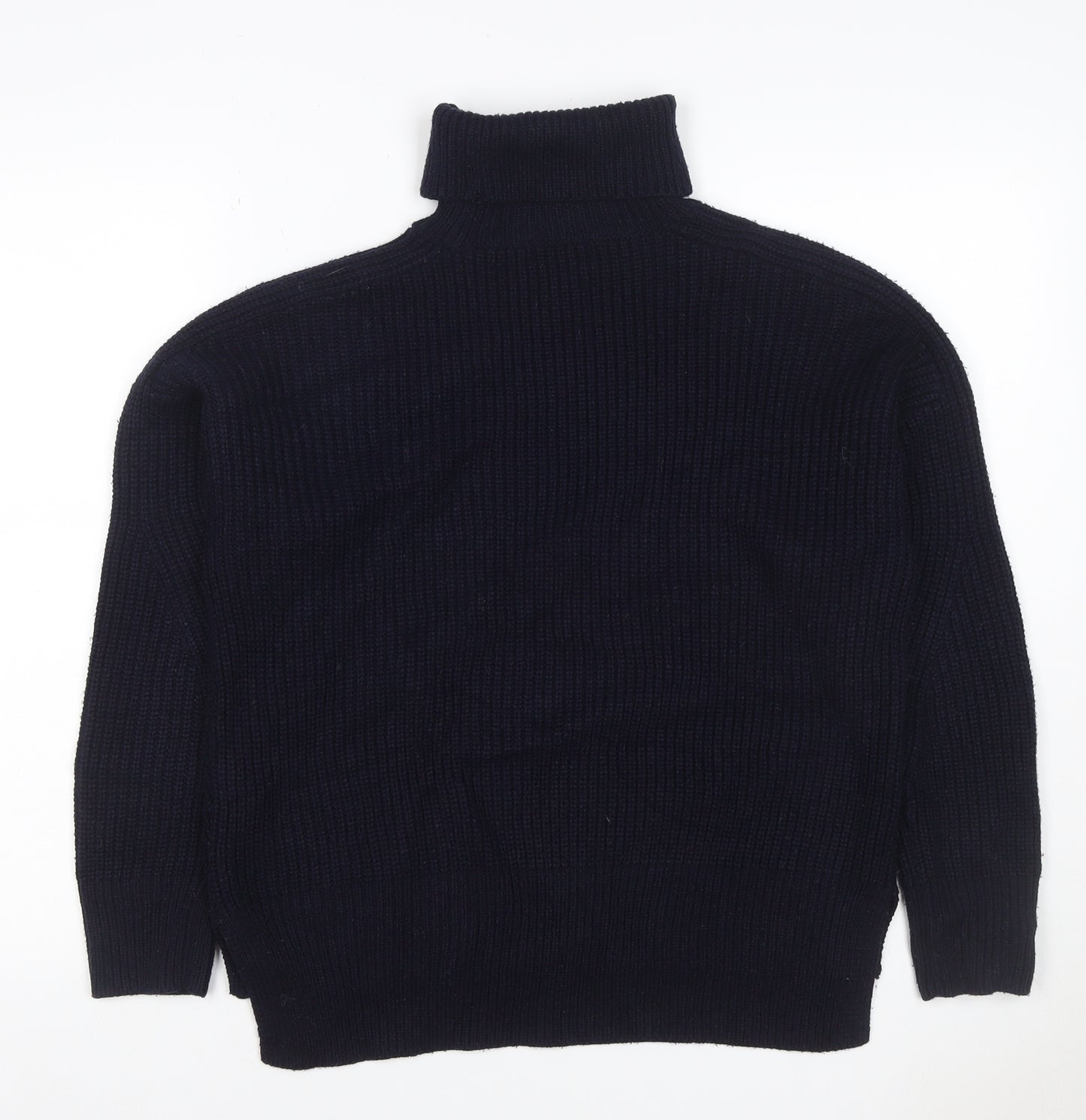 Topshop Women’s Navy Blue UK 8 Chunky Knit Roll Neck Pullover Jumper