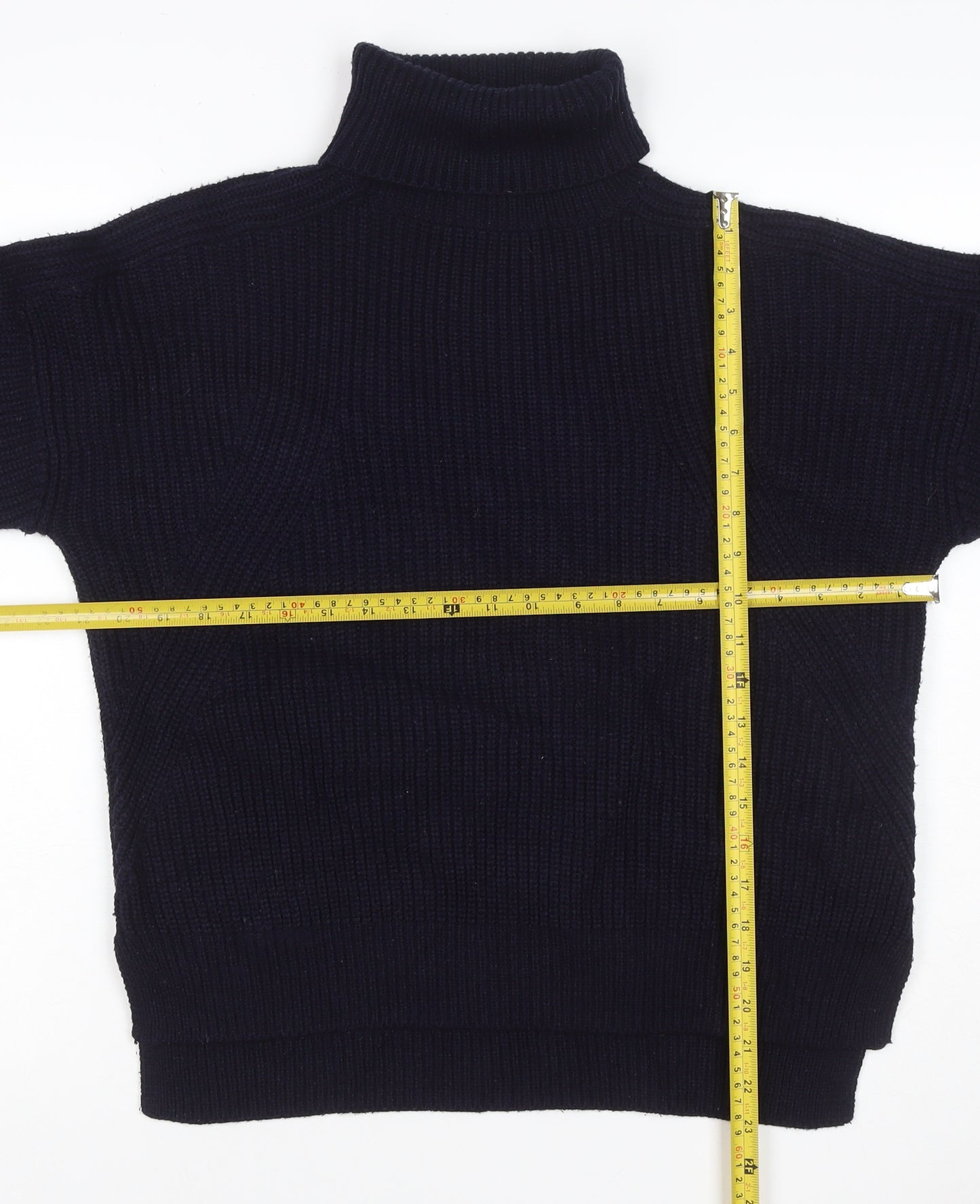 Topshop Women’s Navy Blue UK 8 Chunky Knit Roll Neck Pullover Jumper