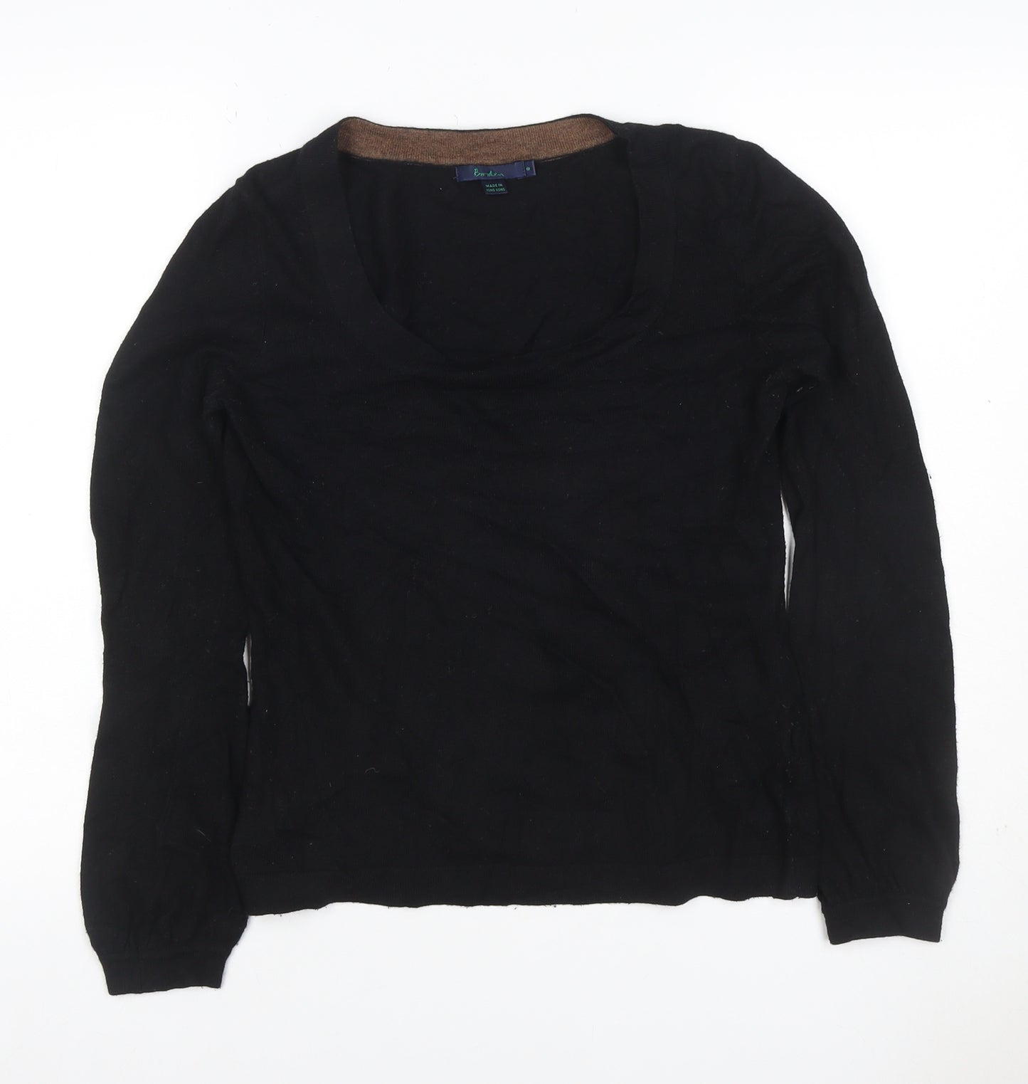Boden Women Black UK 8 V-Neck Cashmere Angora Blend Knit Jumper