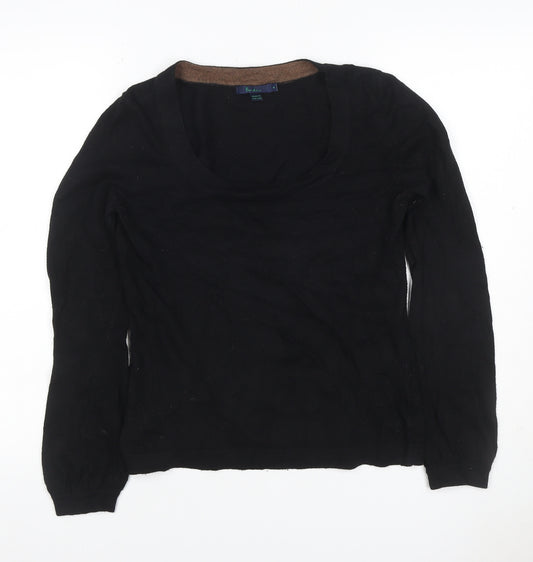 Boden Women Black UK 8 V-Neck Cashmere Angora Blend Knit Jumper