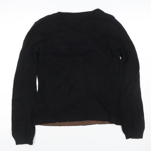Boden Women Black UK 8 V-Neck Cashmere Angora Blend Knit Jumper