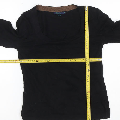 Boden Women Black UK 8 V-Neck Cashmere Angora Blend Knit Jumper