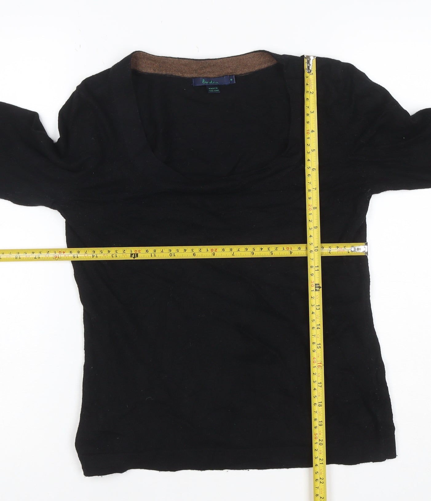 Boden Women Black UK 8 V-Neck Cashmere Angora Blend Knit Jumper