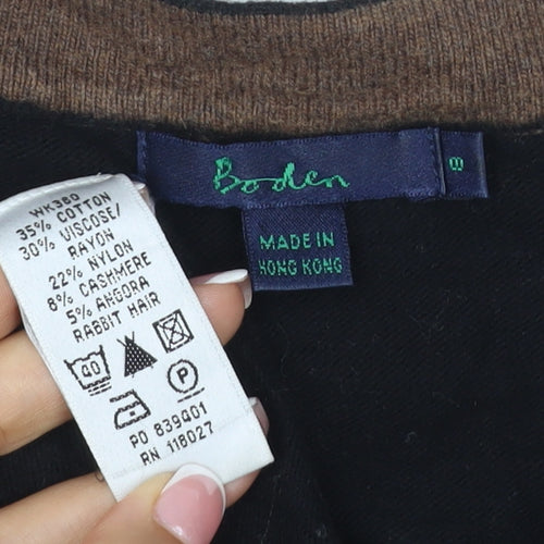 Boden Women Black UK 8 V-Neck Cashmere Angora Blend Knit Jumper