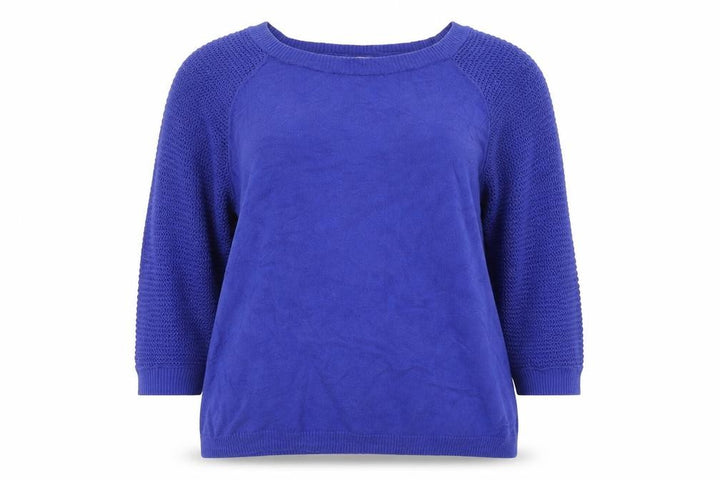 Gap Women's Blue Cotton Open-Knit Raglan Crew Neck Jumper Size L