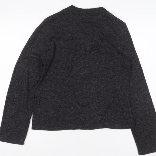 Zara Women’s Grey L Henley V-Neck Button Knit Jumper