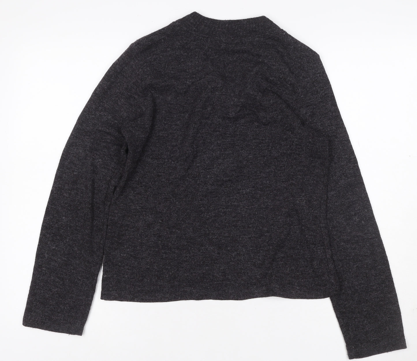 Zara Women’s Grey L Henley V-Neck Button Knit Jumper