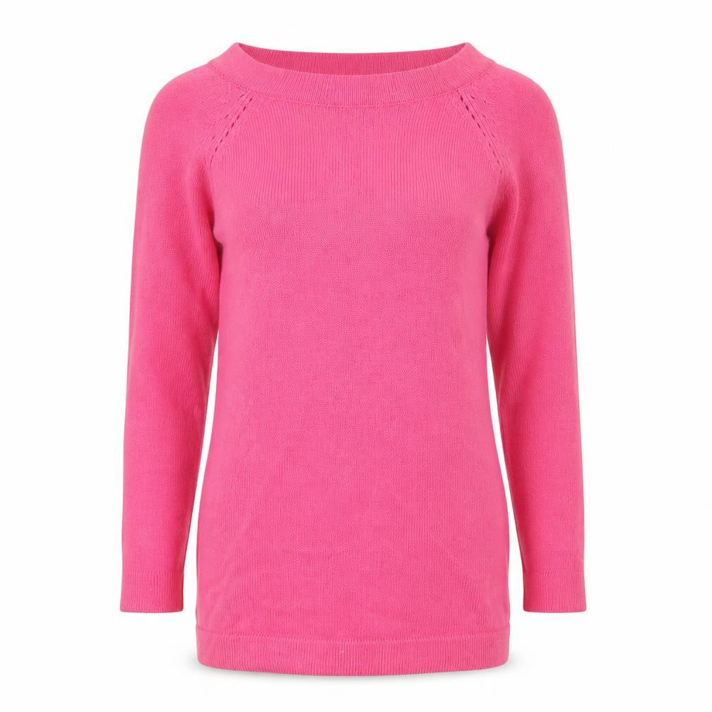 M&Co Women’s Pink Size 10 Cotton Blend Raglan Crew Neck Jumper