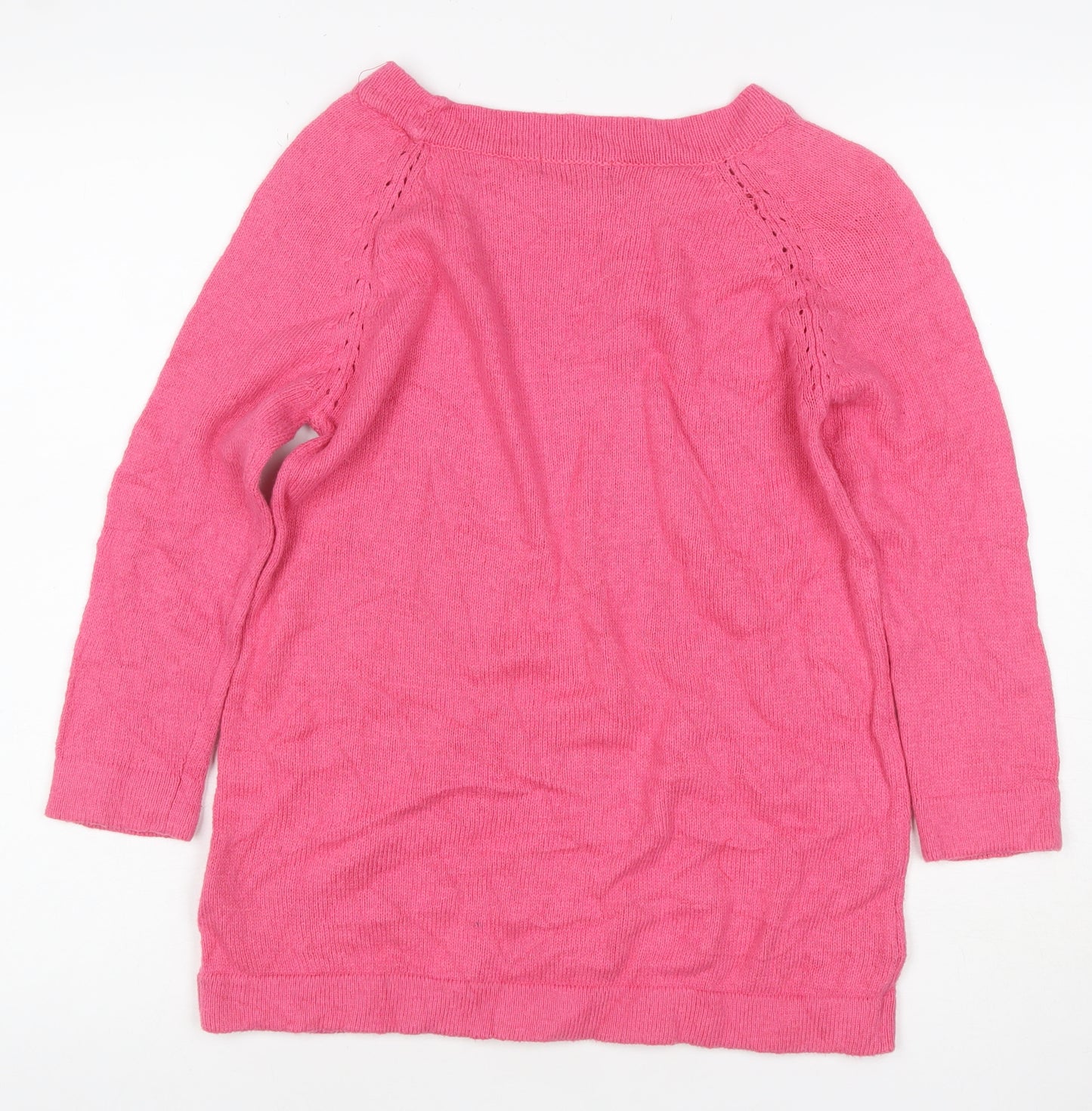 M&Co Women’s Pink Size 10 Cotton Blend Raglan Crew Neck Jumper