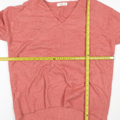 MNG Women’s Pink Size S V-Neck Long Sleeve Knit Pullover Jumper