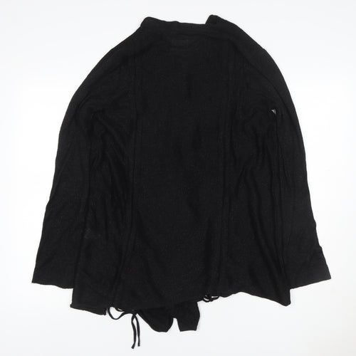 Marks & Spencer Women Black UK 14 Open Knit Draped Cardigan