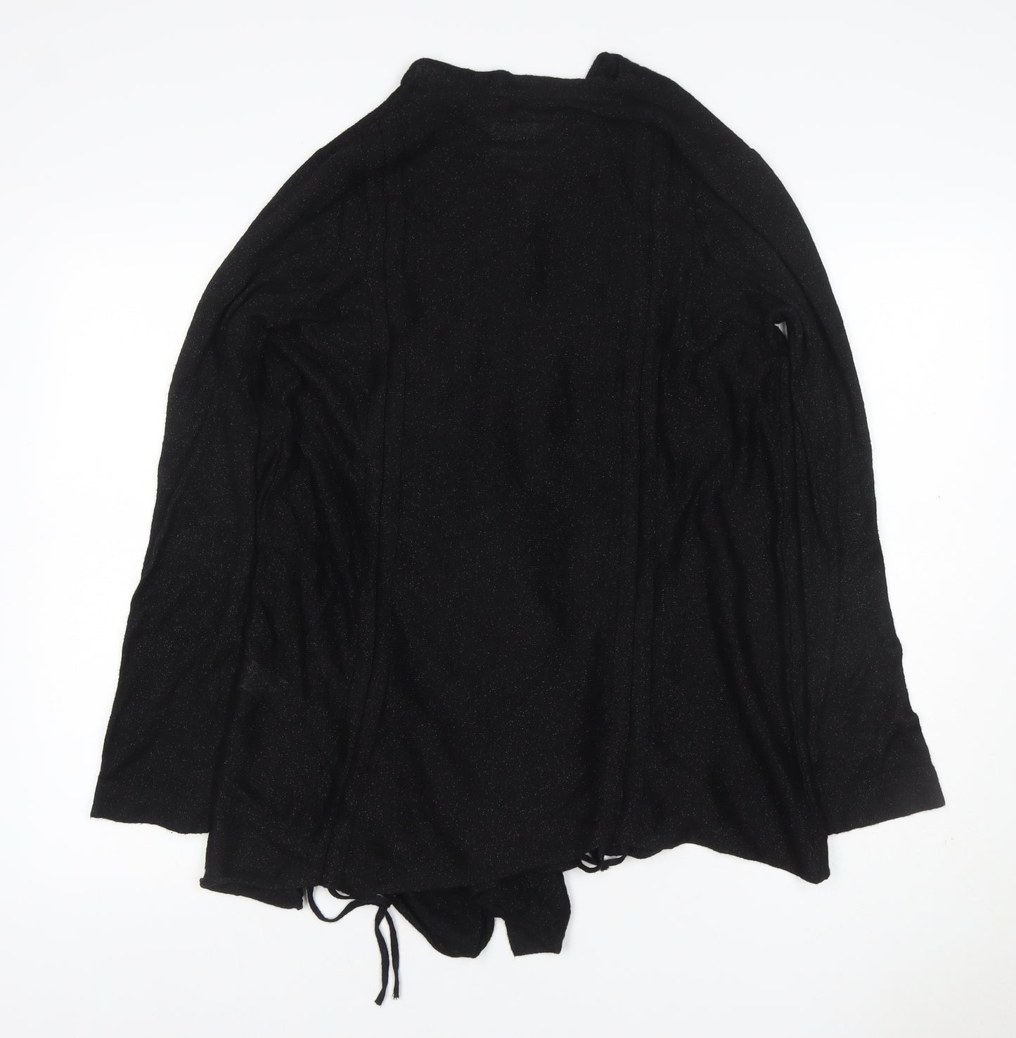 Marks & Spencer Women Black UK 14 Open Knit Draped Cardigan