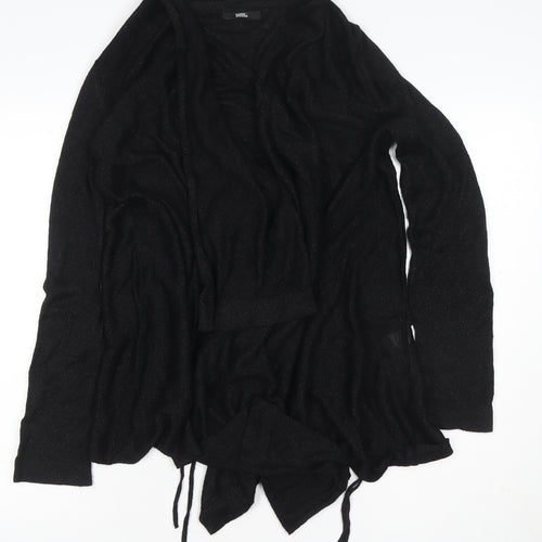 Marks & Spencer Women Black UK 14 Open Knit Draped Cardigan