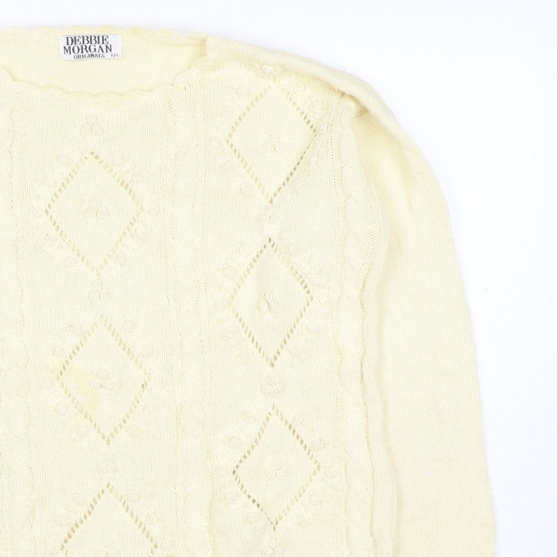 Additional view of Debbie Morgan Women Ivory One Size Cable Knit Argyle jumper