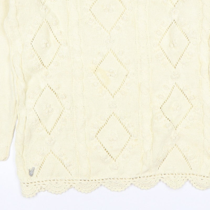 Additional view of Debbie Morgan Women Ivory One Size Cable Knit Argyle jumper
