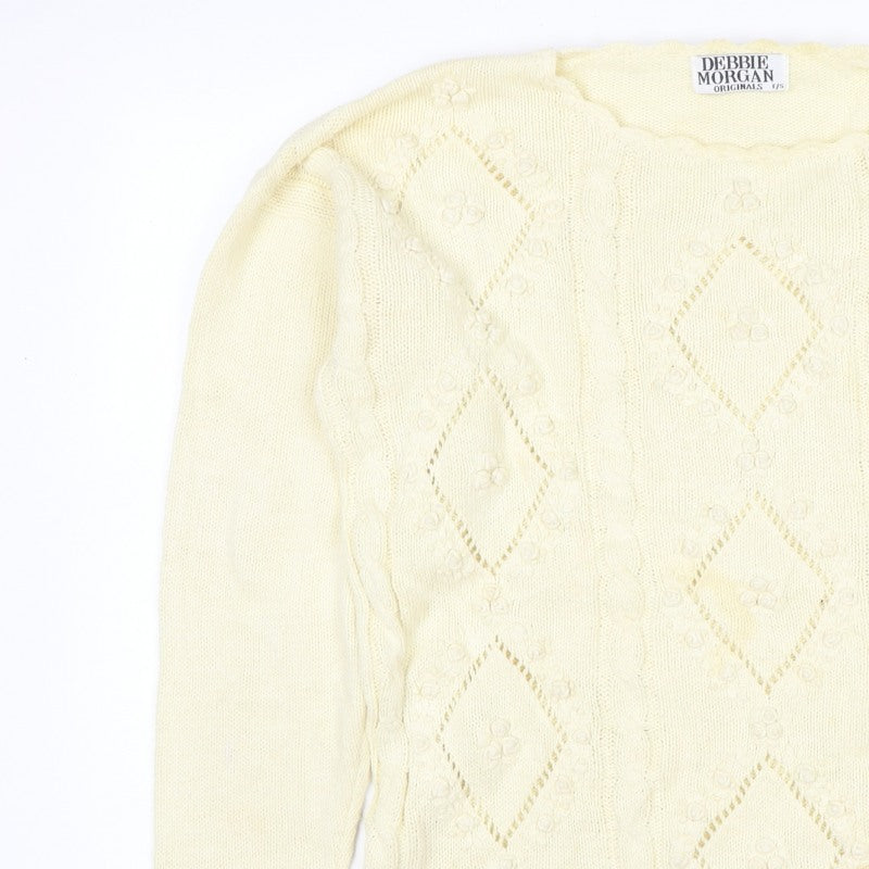 Additional view of Debbie Morgan Women Ivory One Size Cable Knit Argyle jumper