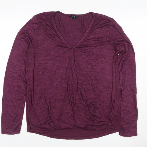 Gap Women Purple L Maternity V-Neck Long Sleeve Jersey Top