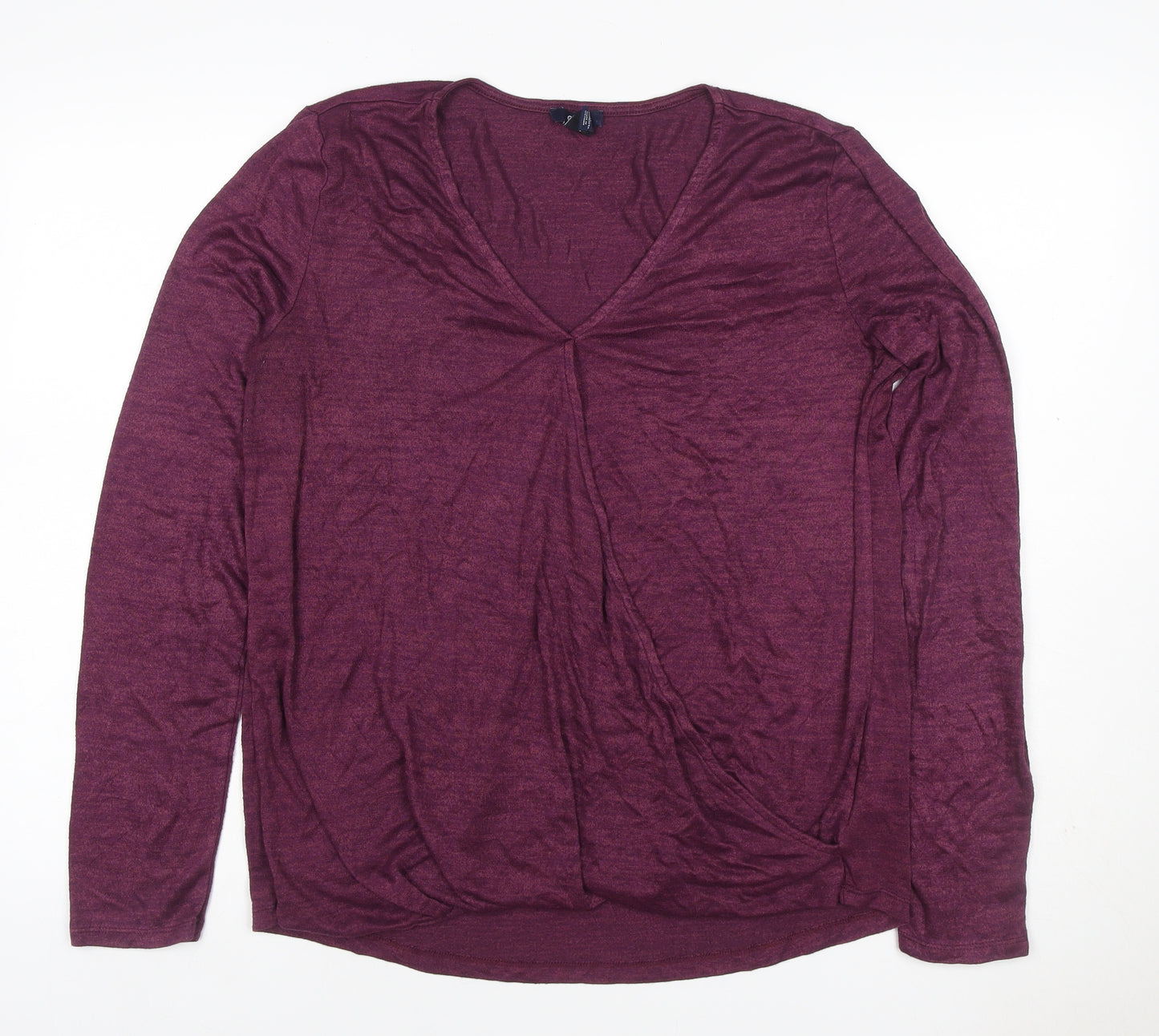 Gap Women Purple L Maternity V-Neck Long Sleeve Jersey Top