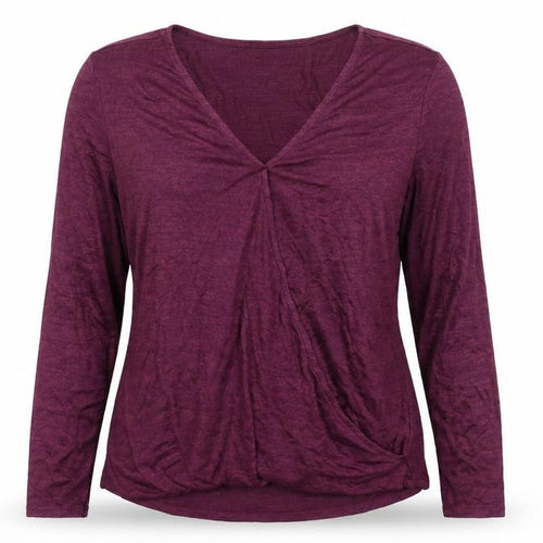 Gap Women Purple L Maternity V-Neck Long Sleeve Jersey Top