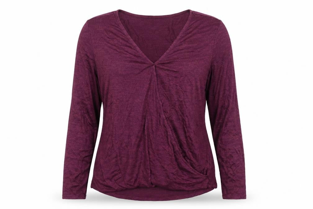 Gap Women Purple L Maternity V-Neck Long Sleeve Jersey Top