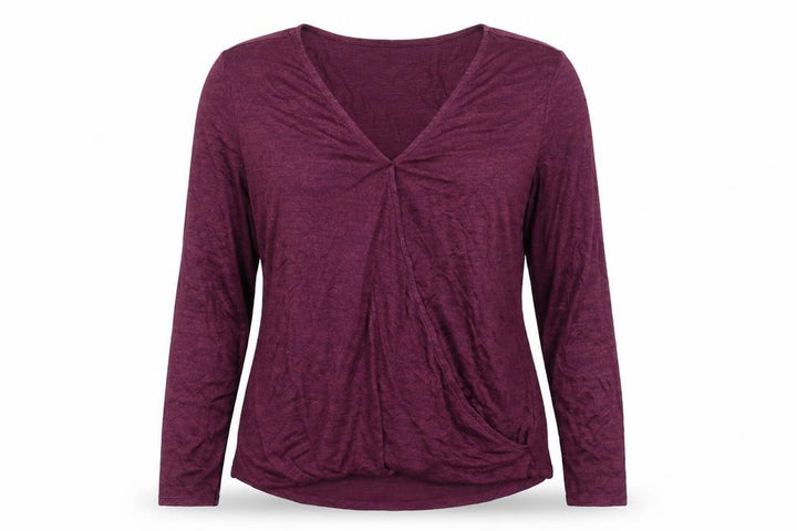 Gap Women Purple L Maternity V-Neck Long Sleeve Jersey Top