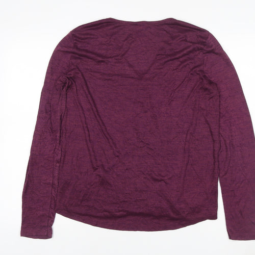 Gap Women Purple L Maternity V-Neck Long Sleeve Jersey Top