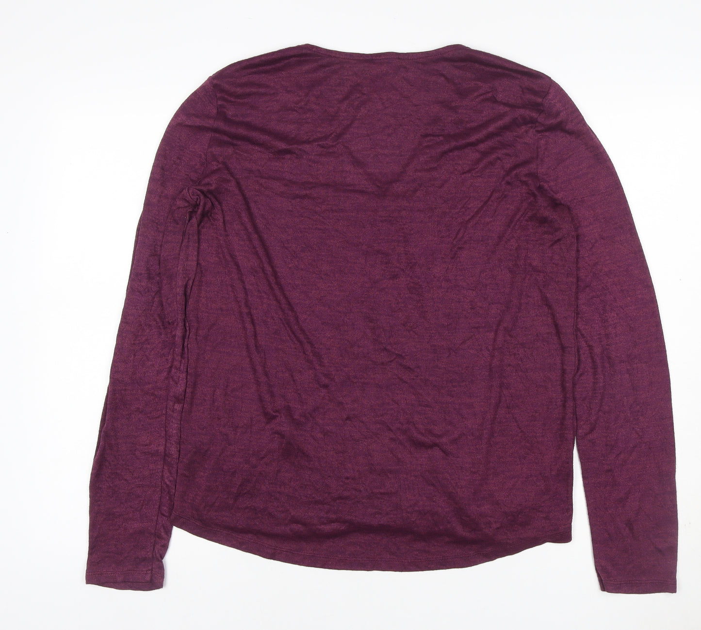 Gap Women Purple L Maternity V-Neck Long Sleeve Jersey Top