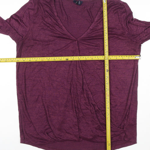 Gap Women Purple L Maternity V-Neck Long Sleeve Jersey Top