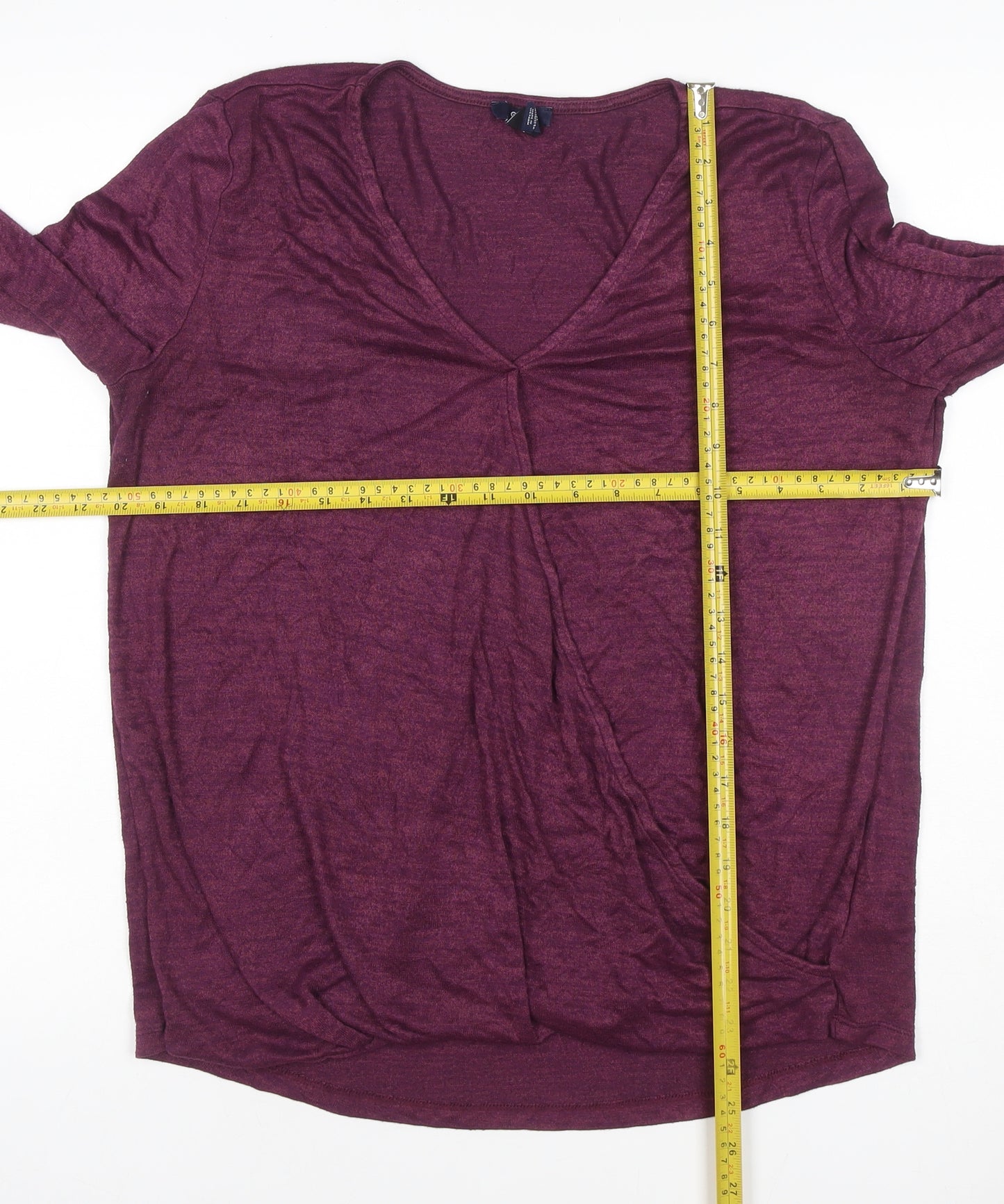 Gap Women Purple L Maternity V-Neck Long Sleeve Jersey Top