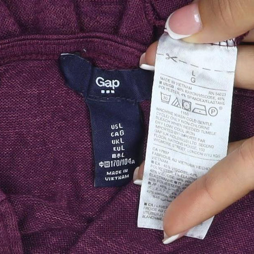 Gap Women Purple L Maternity V-Neck Long Sleeve Jersey Top