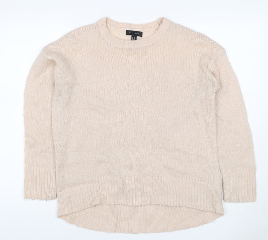 New Look Women Beige S Open Knit Crew Neck Long Sleeve Jumper