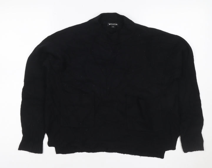 Whistles Women Black S Merino Wool High Neck Pocket Pullover Jumper