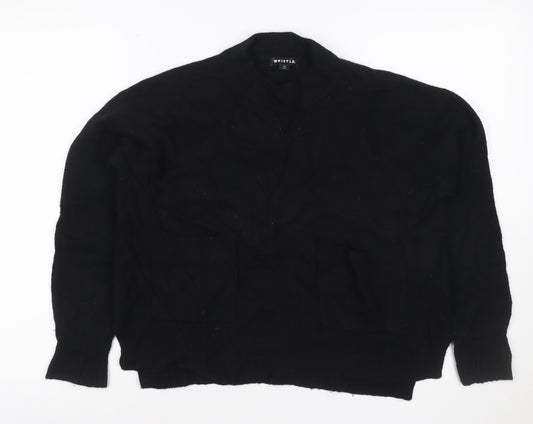Whistles Women Black S Merino Wool High Neck Pocket Pullover Jumper