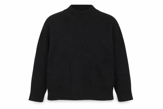 Whistles Women Black S Merino Wool High Neck Pocket Pullover Jumper