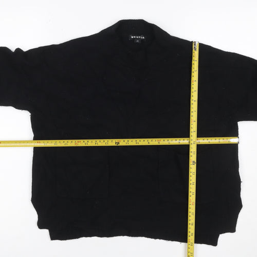 Whistles Women Black S Merino Wool High Neck Pocket Pullover Jumper