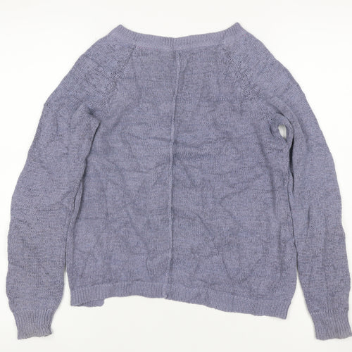 White Stuff Women’s Purple Size 14 Round Neck Knit Pullover Jumper