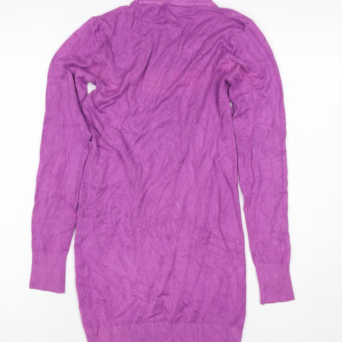 Kooples Women Purple S Knee Length Jumper Dress Rhinestone Long Sleeve
