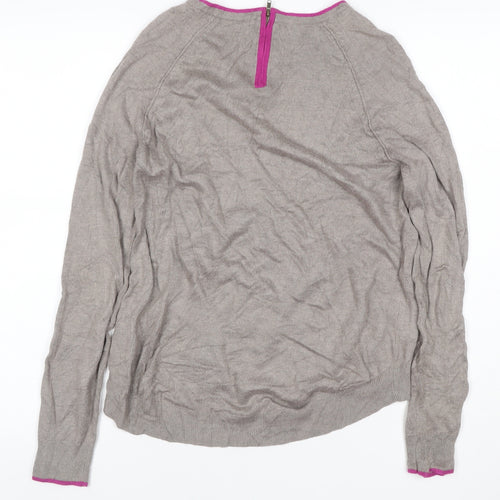 Marks & Spencer Women Grey Merino Wool UK 10 1/4 Zip Knit Jumper